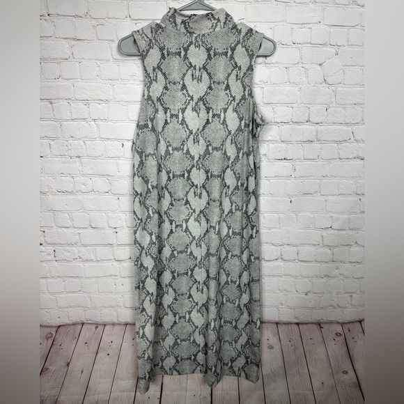 NWT BANANA REPUBLIC Snakeskin PRINT midi length sleeveless mock neck dress, sz M - Picture 5 of 5